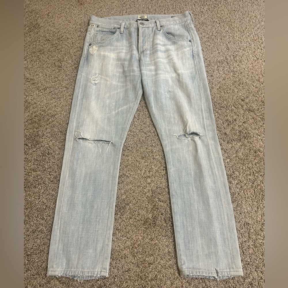 Citizens of Humanity Emerson Slim Boyfriend Jean Cotton Light Wash Distressed 25